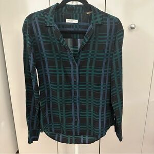 Equipment plaid silk blouse